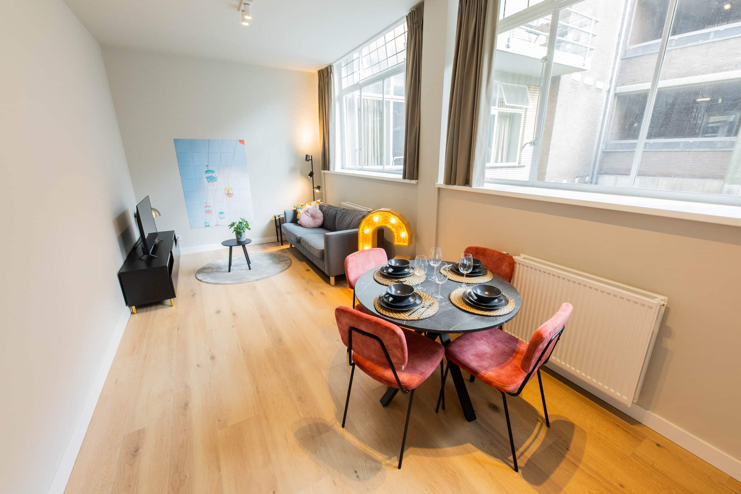 Living space in an Alphabet apartment